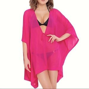 NWT Barbie L’Agent by Agent Provocateur Rosana Cover Up Swim Ruana Sheer Pink OS